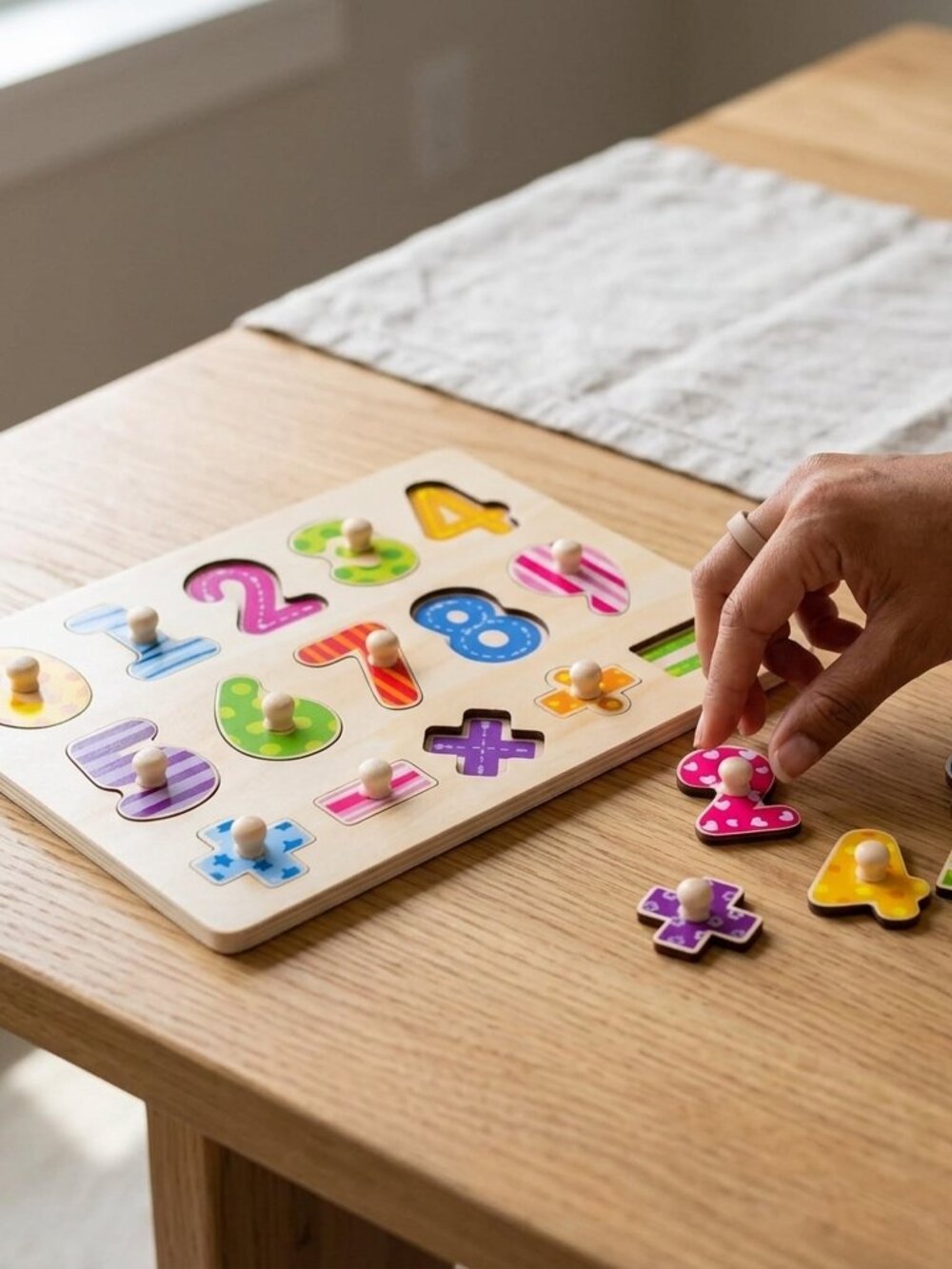 Montessori Wooden Number Puzzle, Toddler Math Matching Learning Toy - Picture 2 of 9